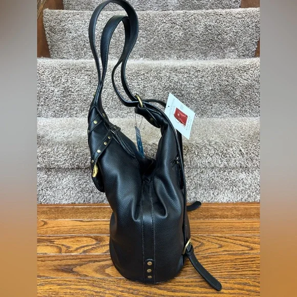 9 West Black Studded Leather Sling Bag - Picture 4 of 7